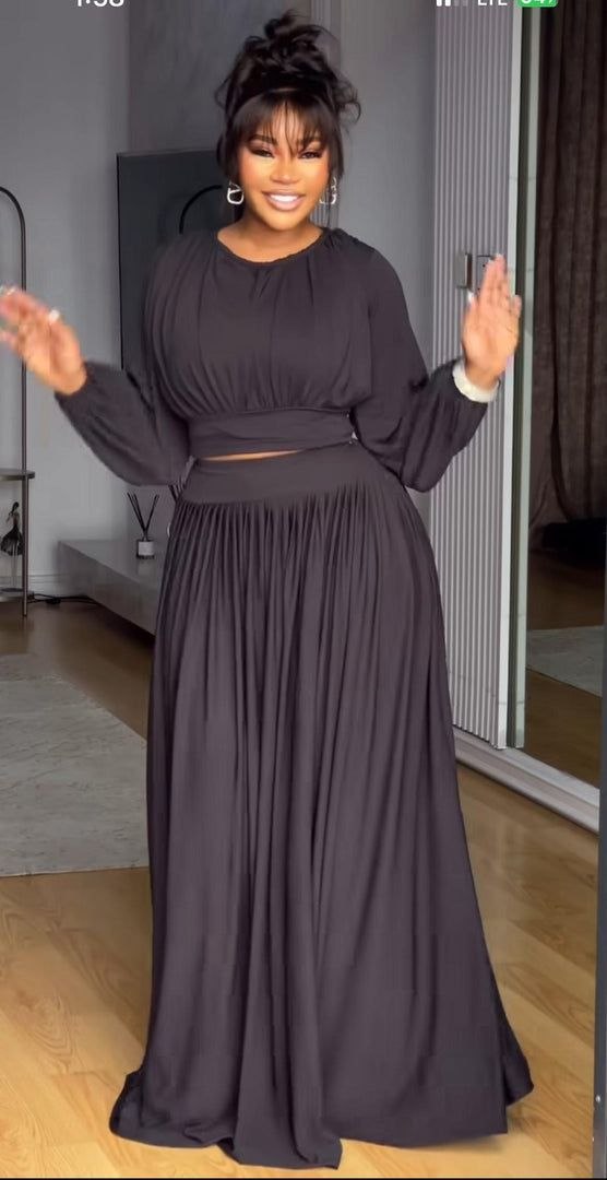 Ensemble Élégance Fluide – Top & Jupe Longue