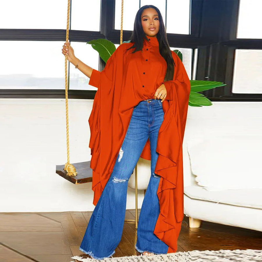 Cape Chemise Oversize Fluide Femme – Style Chic & Moderne – Manches Amples