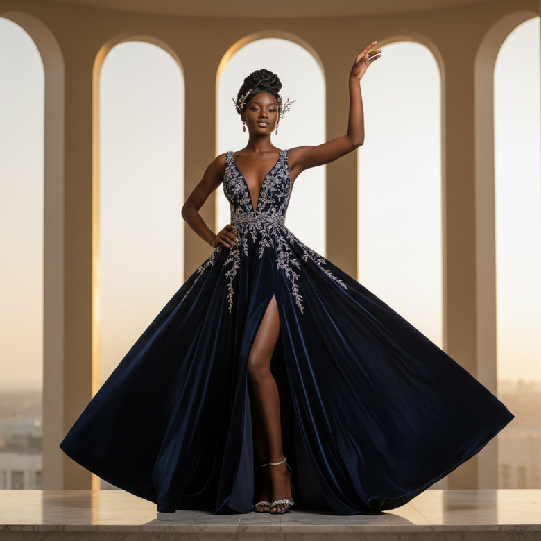 a beautiful black wearing dress